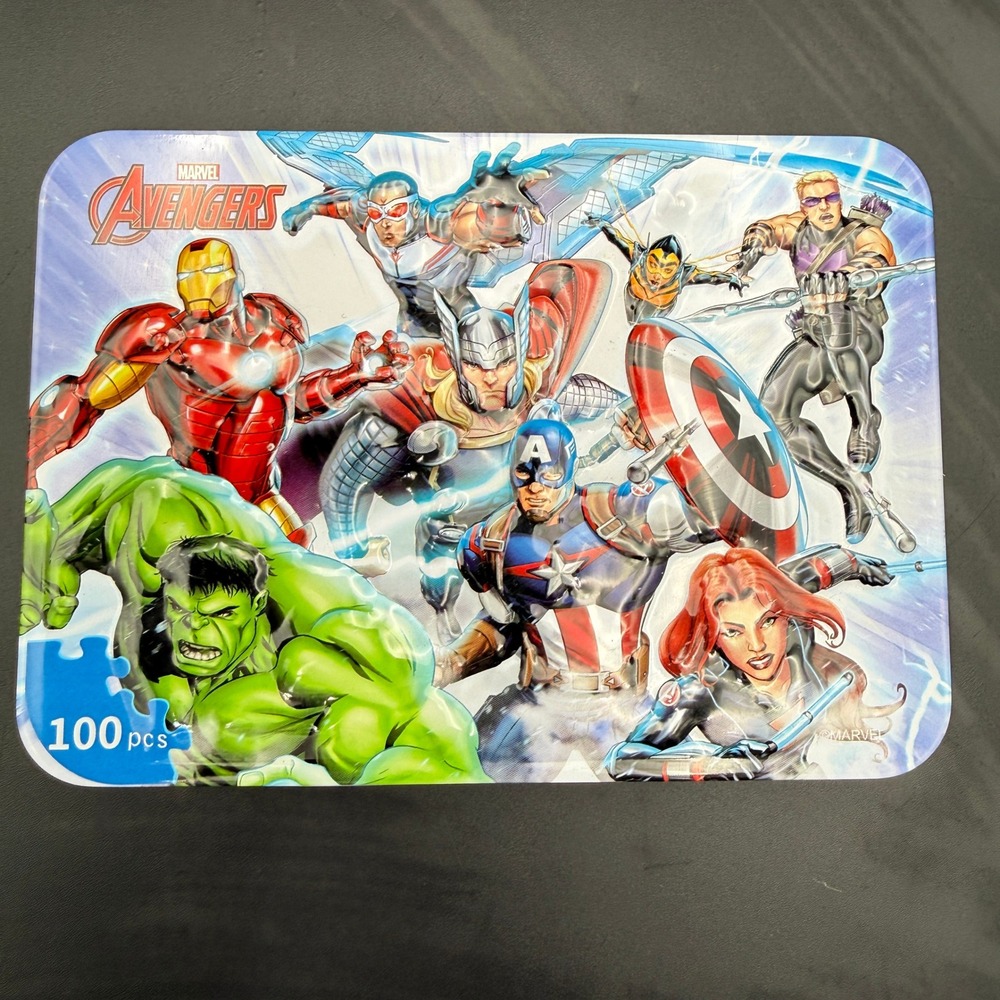 Marvel Avengers 100 Piece Jigsaw Puzzle in Decorative Tin Iron Box 2018 Disney